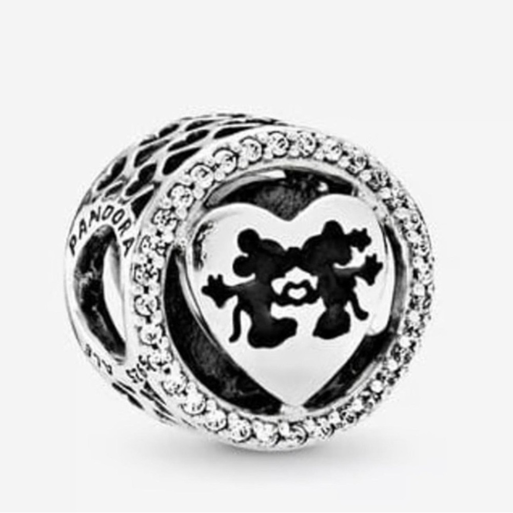 PANDORA Disney Mickey & Minnie Mouse Kissing Cubic Zirconia Openwork Charm.
